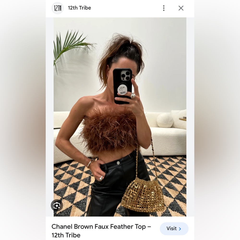 12TH Tribe Chanel faux Feather top Brown Small
